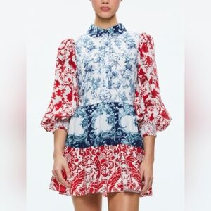 Alice + Olivia Blue Floral Mini Dress